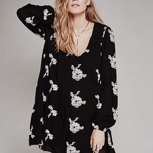 Free People Long Sleeve Embroidered Flowers Dress